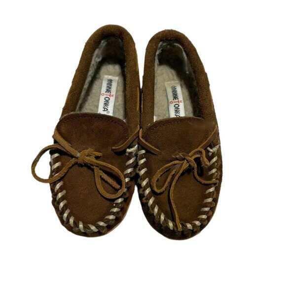 Minnetonka Cassie Slippers for Kids Dark Brown/Cream - Picture 3 of 7